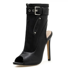Load image into Gallery viewer, Peep Toe Buckle Accent Ankle Boots - Kingz Court