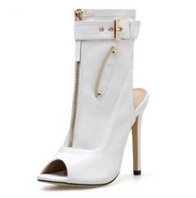 Load image into Gallery viewer, Peep Toe Buckle Accent Ankle Boots - Kingz Court