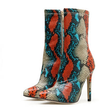 Load image into Gallery viewer, Ti Color Serpentine High Heeled Ankle Boots - Kingz Court