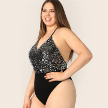 Load image into Gallery viewer, Sequin Bodice Backless Halter Bodysuit - Kingz Court