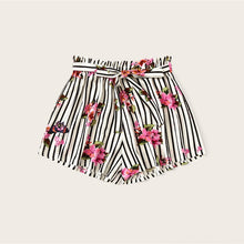 Load image into Gallery viewer, Black and White Floral Striped Shorts - Kingz Court