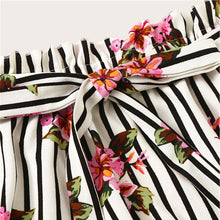 Load image into Gallery viewer, Black and White Floral Striped Shorts - Kingz Court