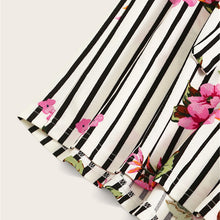 Load image into Gallery viewer, Black and White Floral Striped Shorts - Kingz Court