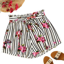 Load image into Gallery viewer, Black and White Floral Striped Shorts - Kingz Court