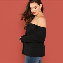 Load image into Gallery viewer, Black Sexy Off The Shoulder Long Sleeve Button Detail Blouse - Kingz Court