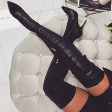 Load image into Gallery viewer, PU Leather Stretch Slim Thigh High Boots Fashion - Kingz Court
