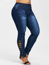 Load image into Gallery viewer, Side Zipper Lace Up Jeans - Kingz Court
