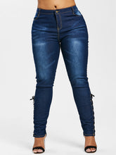 Load image into Gallery viewer, Side Zipper Lace Up Jeans - Kingz Court