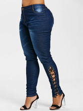 Load image into Gallery viewer, Side Zipper Lace Up Jeans - Kingz Court
