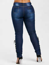 Load image into Gallery viewer, Side Zipper Lace Up Jeans - Kingz Court
