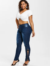 Load image into Gallery viewer, Side Zipper Lace Up Jeans - Kingz Court