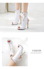 Load image into Gallery viewer, Peep Toe Buckle Accent Ankle Boots - Kingz Court