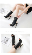 Load image into Gallery viewer, Peep Toe Buckle Accent Ankle Boots - Kingz Court