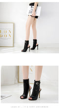 Load image into Gallery viewer, Peep Toe Buckle Accent Ankle Boots - Kingz Court