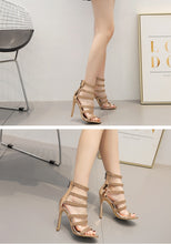 Load image into Gallery viewer, Champagne Bling Crystal Open Toed High Heels - Kingz Court
