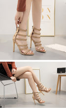 Load image into Gallery viewer, Champagne Bling Crystal Open Toed High Heels - Kingz Court