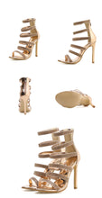 Load image into Gallery viewer, Champagne Bling Crystal Open Toed High Heels - Kingz Court