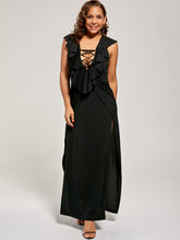 Load image into Gallery viewer, Lace Up High Split Dress - Kingz Court