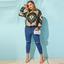 Load image into Gallery viewer, Multicolor Scarf Print Satin Blouse - Kingz Court