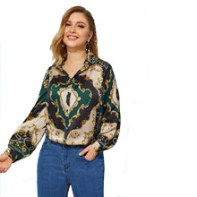 Load image into Gallery viewer, Multicolor Scarf Print Satin Blouse - Kingz Court