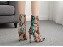 Load image into Gallery viewer, Ti Color Serpentine High Heeled Ankle Boots - Kingz Court