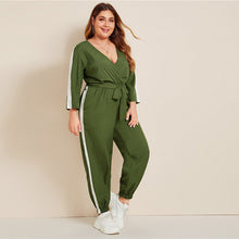 Load image into Gallery viewer, Colorblock Surplice Front Belted Jumpsuit - Kingz Court