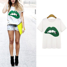 Load image into Gallery viewer, Sequined Lip Print T-shirt - Kingz Court