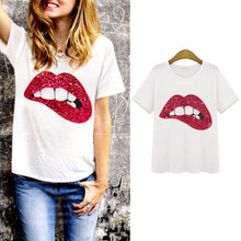 Load image into Gallery viewer, Sequined Lip Print T-shirt - Kingz Court