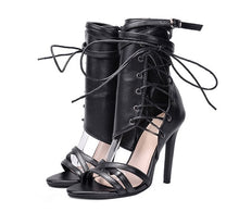 Load image into Gallery viewer, Gladiator Rome Buckle Strap Peep Toe Ankle Boots - Kingz Court