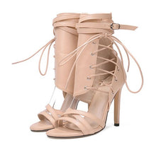Load image into Gallery viewer, Gladiator Rome Buckle Strap Peep Toe Ankle Boots - Kingz Court