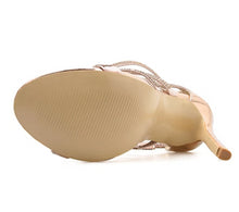 Load image into Gallery viewer, Champagne Bling Crystal Open Toed High Heels - Kingz Court