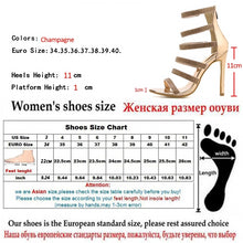 Load image into Gallery viewer, Champagne Bling Crystal Open Toed High Heels - Kingz Court