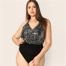 Load image into Gallery viewer, Sequin Bodice Backless Halter Bodysuit - Kingz Court