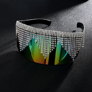 Galaxy Rhinestone Oversized Mirror Sunglasses - Kingz Court