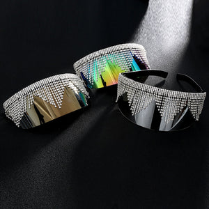Galaxy Rhinestone Oversized Mirror Sunglasses - Kingz Court