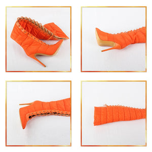 Thigh High Warm Snow Lace-Up Boots - Kingz Court
