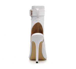 Peep Toe Buckle Accent Ankle Boots - Kingz Court