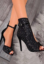 Load image into Gallery viewer, Crystal Sandals Ankle Straps Buckle High Heeled Pumps - Kingz Court