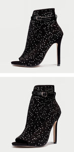Crystal Sandals Ankle Straps Buckle High Heeled Pumps - Kingz Court