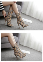 Load image into Gallery viewer, Snake Print Lace-Up Ankle Boots - Kingz Court