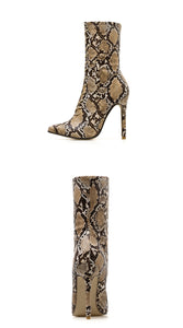 Snake Print Lace-Up Ankle Boots - Kingz Court