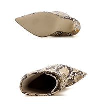 Load image into Gallery viewer, Snake Print Lace-Up Ankle Boots - Kingz Court