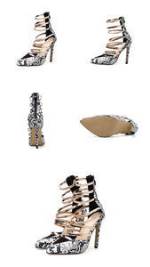 Snake Print Pointed Toe High Heels - Kingz Court