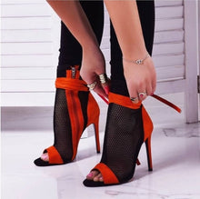 Load image into Gallery viewer, Mesh Lace Peep-toe Stiletto Sandals - Kingz Court