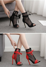 Load image into Gallery viewer, Mesh Lace Peep-toe Stiletto Sandals - Kingz Court