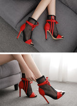 Load image into Gallery viewer, Mesh Lace Peep-toe Stiletto Sandals - Kingz Court