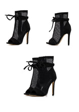 Load image into Gallery viewer, Mesh Lace Peep-toe Stiletto Sandals - Kingz Court