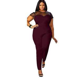 Mesh Lace Shoulder Jumpsuits - Kingz Court