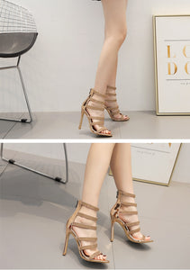 Champagne Bling Crystal Open Toed High Heels - Kingz Court