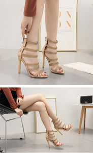 Champagne Bling Crystal Open Toed High Heels - Kingz Court